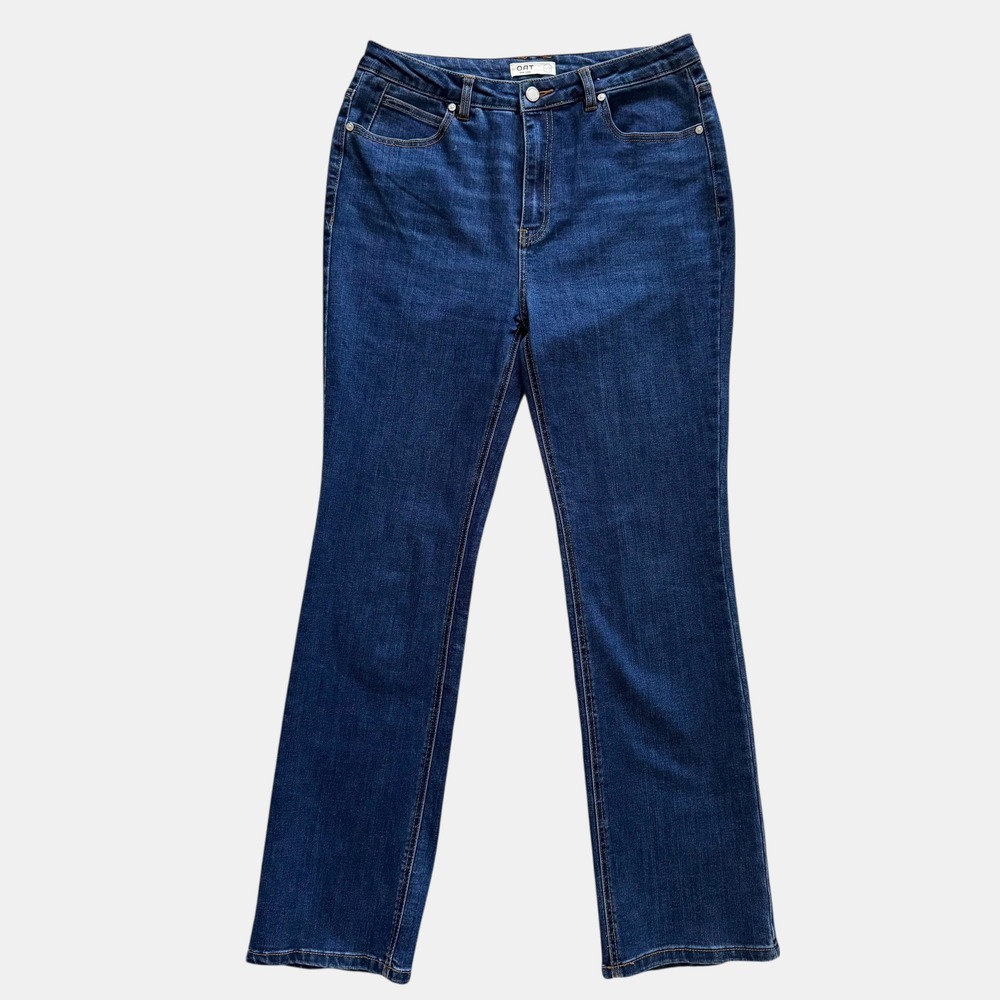 OAT New York Womens High Rise Bootcut‎ Jeans Dark Wash Blue 10/30 preppy casual